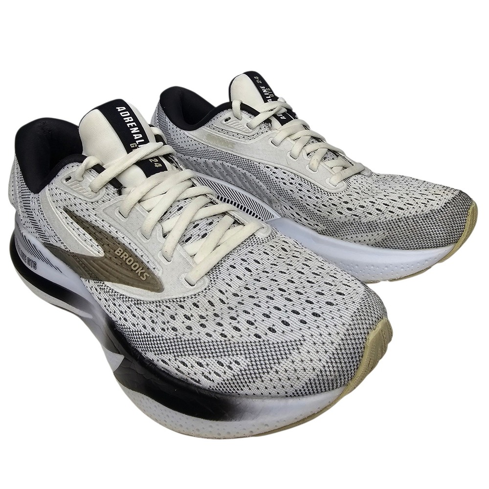 Brooks Adrenaline GTS 24 Womens 8.5 White Black Running Shoes Support Sneaker
